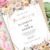 フローラバラ金ゴールド幾何結婚フレーム 招待状