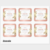 フローラバラ金ゴールド白製品包装ラベル スクエアシール (シート)