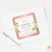 フローラバラ金ゴールド白製品包装ラベル スクエアシール (封筒)