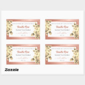 フローラバラ金ゴールド白製品包装ラベル 長方形シール (シート)