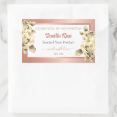 フローラバラ金ゴールド白製品包装ラベル 長方形シール (バッグ)