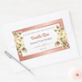 フローラバラ金ゴールド白製品包装ラベル 長方形シール (封筒)