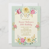 フローラバラ金ゴールド第30回誕生日招待状 招待状 (正面)