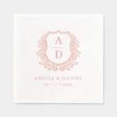 フローラバラ金ゴールド結婚クレストモノグラム 箔ナプキン (正面)