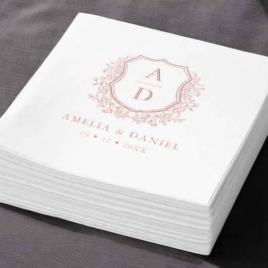 フローラバラ金ゴールド結婚クレストモノグラム 箔ナプキン