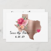 フローラバラ金ゴールド結婚テキサス州 セーブザデート (正面/裏面)