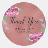 フローラバラ金ゴールド結婚式の引き出物ありがとう ラウンドシール (正面)