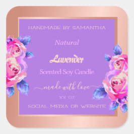 フローラバラ金ゴールド製品パッケージラベル紫 スクエアシール