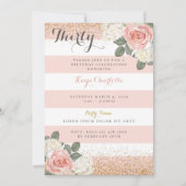 フローラバラ金ゴールド誕生日招待状女性用 招待状 (正面)