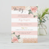 フローラバラ金ゴールド誕生日招待状女性用 招待状 (スタンド正面)