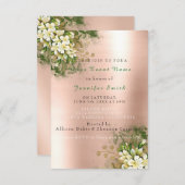 フローラバラ金ゴールド銅金属赤面パールMint 招待状 (正面/裏面)