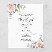 フローラバラ金ゴールドQRコード予算結婚式招待状 チラシ (正面)