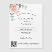 フローラバラ金ゴールドQRコード詳細ラグジュアリー結婚ズ マグネット招待状 (正面)