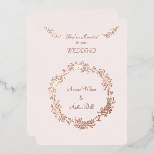 フローラバラ金箔招待状 箔招待状 (正面/裏面)