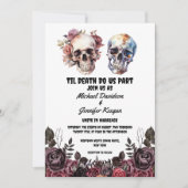 フローラバラ骨格ゴシックハロウィン結婚ズ 招待状 (正面)