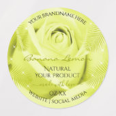 フローラバラ黄色の緑と紫の製品ラベル ラベル (デザイン1)