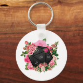 フローラバラD20 Tabletop RPGゲームサイコロ キーホルダー (正面)