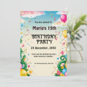 フローラバルーナパーソナライズされた誕生日 招待状 (スタンド正面)