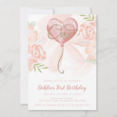 フローラバルーンファースト誕生日招待状 招待状 (正面)