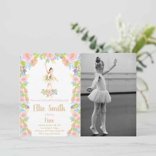 フローラバレリーナ誕生日招待状と写真 招待状 (スタンド正面)