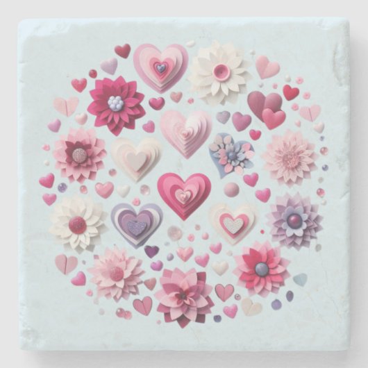 フローラバレンタインデーハート ストーンコースター (正面)