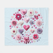 フローラバレンタインデーハート フリースブランケット (正面(横))