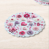 フローラバレンタインデーハート ペーパーコースター (アングル)