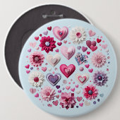 フローラバレンタインデーハート 缶バッジ (正面&裏面)