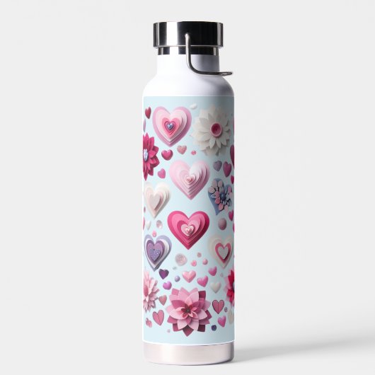 フローラバレンタインデー青ハートマグカップ ウォーターボトル (左面)