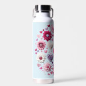 フローラバレンタインデー青ハートマグカップ ウォーターボトル (正面)