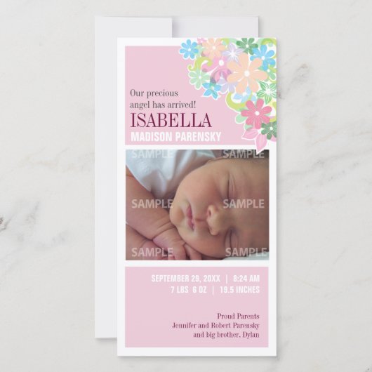 フローラバンチベビー発表 案内状 (正面)