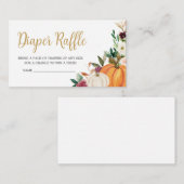 フローラバーガンディカボチャ赤ちゃんシャワーおむつラッフル エンクロージャーカード (正面/裏面)