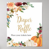 フローラバーガンディカボチャ赤ちゃんシャワーおむつラッフル ポスター (正面)