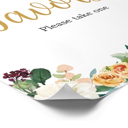 フローラバーガンディーカボチャ赤ちゃんシャワーの好意 ポスター (角)