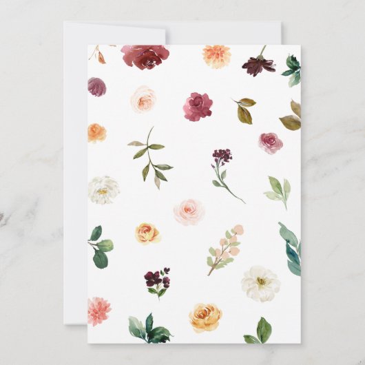 フローラバーガンディーカボチャ赤ちゃんシャワー 招待状 (裏面)