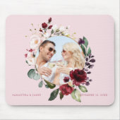 フローラバーガンディーピンクリース写真 マウスパッド (正面)