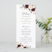 フローラバーガンディーホワイトグリーン結婚式 プログラム (スタンド正面)