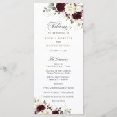 フローラバーガンディーホワイトグリーン結婚式 プログラム (正面)