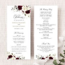 フローラバーガンディーホワイトグリーン結婚式 プログラム