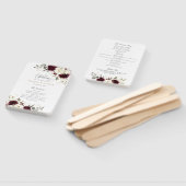 フローラバーガンディーホワイトグリーン結婚式 プログラム ハンドファン (組立なし)