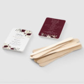 フローラバーガンディーホワイトグリーン結婚式 プログラム ハンドファン (組立なし)