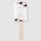 フローラバーガンディーホワイトグリーン結婚式 プログラム ハンドファン (正面)