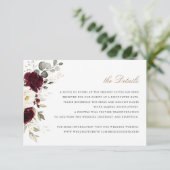 フローラバーガンディ白い緑の詳細挿入 招待状 (スタンド正面)