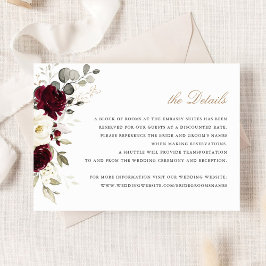 フローラバーガンディ白い緑の詳細挿入 招待状