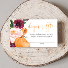 フローラバーガンディ秋カボチャおむつラッフルカード エンクロージャーカード