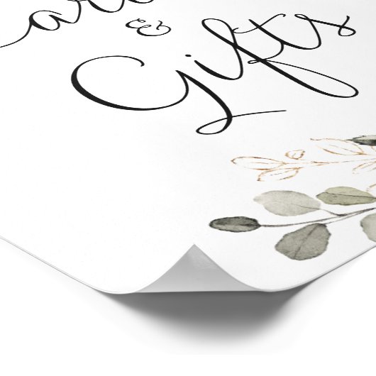 フローラバーガンディ緑の結婚式カードギフトサイン ポスター (角)