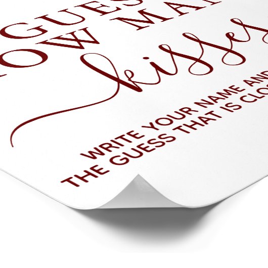 フローラバーガンディ赤ちゃんシャワー推測試合標識 ポスター (角)