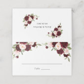 フローラバーガンディ赤面グリーンリーエレガントな結婚式 プレイスカード (外部開封)