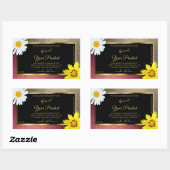 フローラバーグンド金ゴールドグリッターブラック製品ラベル 長方形シール (シート)