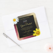 フローラバーグンド金ゴールドブラック製品ラベルとロゴ スクエアシール (封筒)